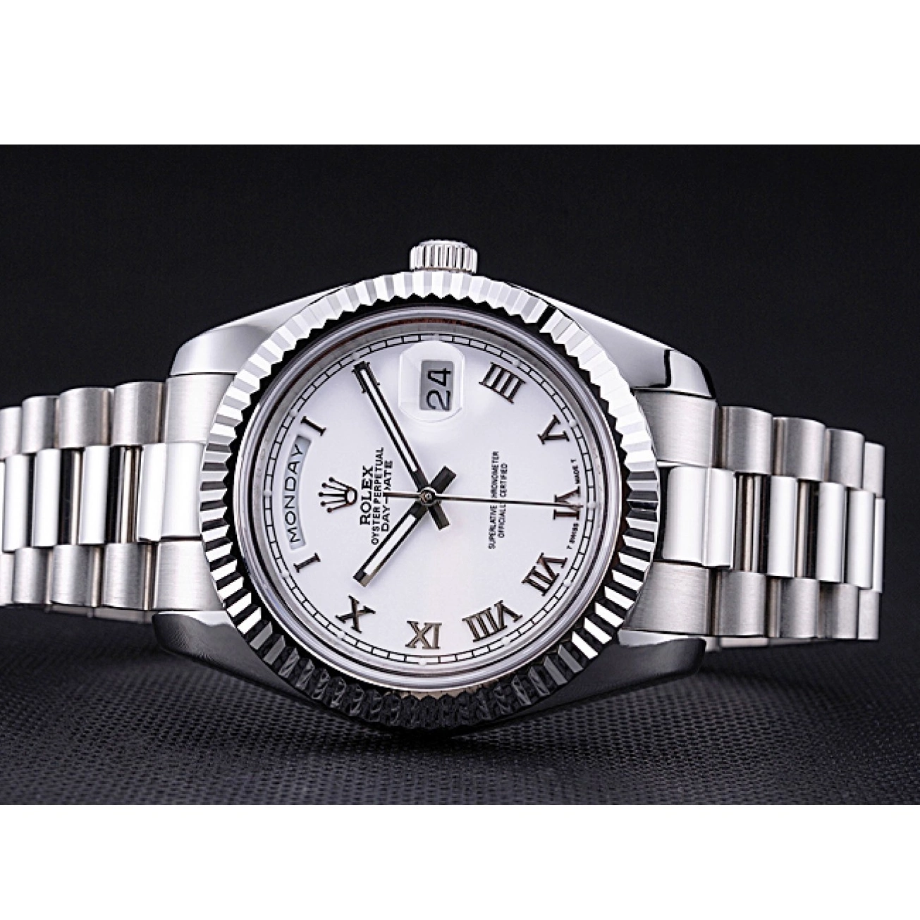 MiroTime 0718 Rolex Day-Date White Dial Stainless Steel Bracelet 622547